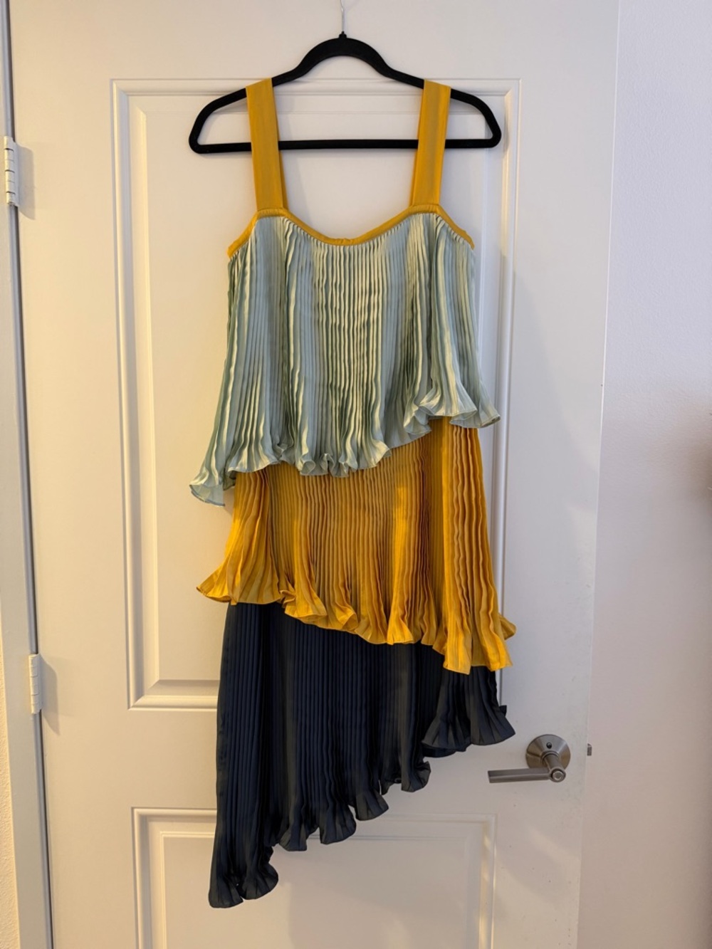 Anthropologie Guapa Pleated Colorblock Dress, XS Petite